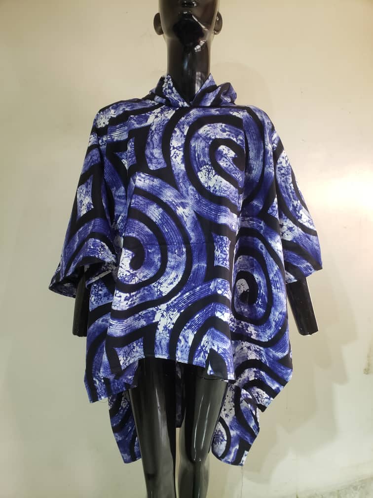 Hooded Ankara Poncho