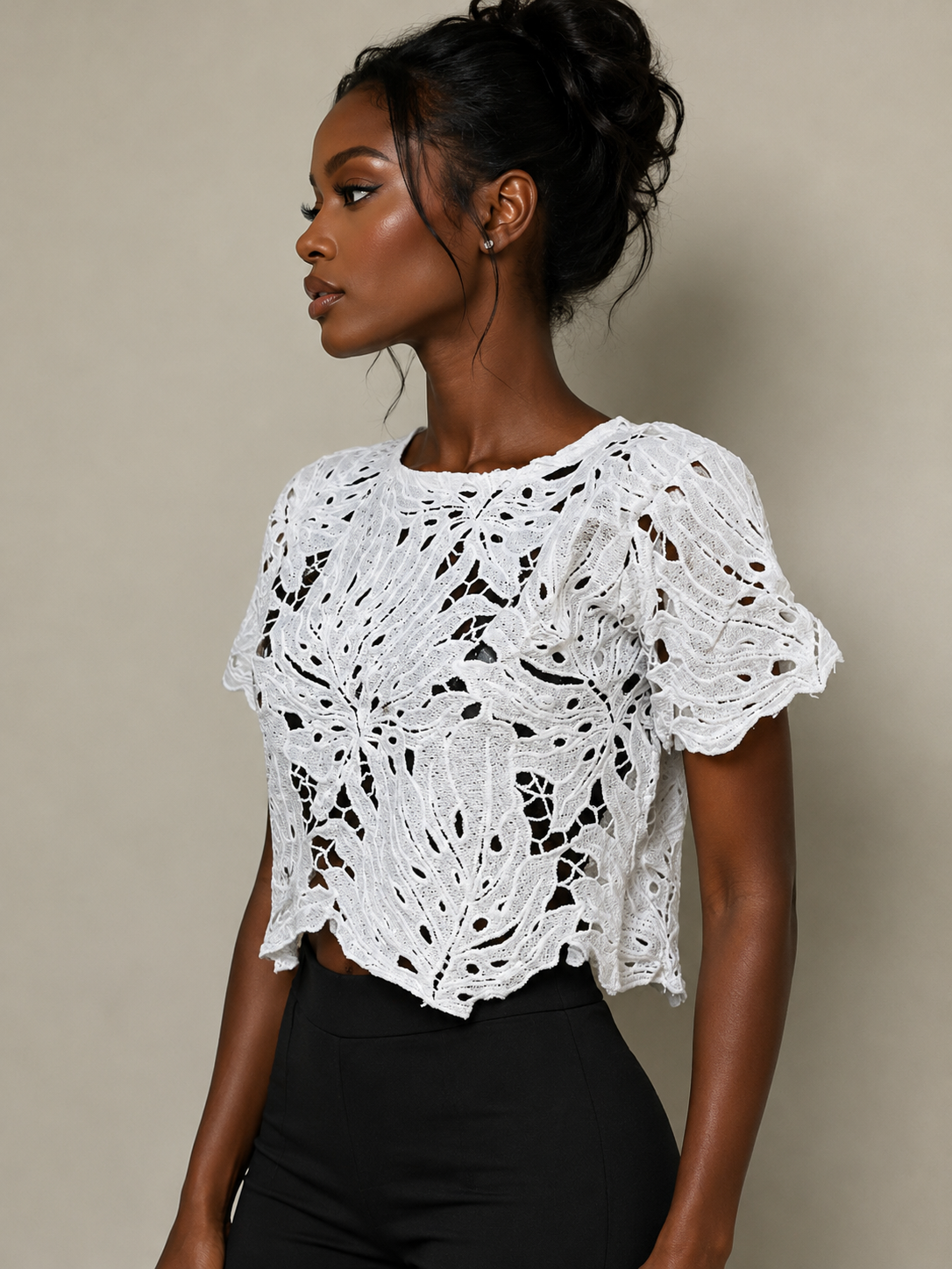 White Lace Crop Top