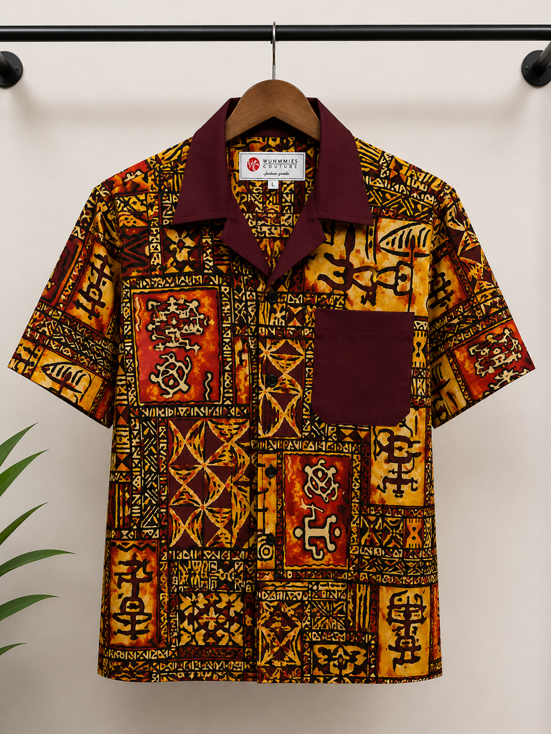 Jona Shirt Men's African Print Button-Up Shirt | Dark Brown Ankara Cotton Shirt