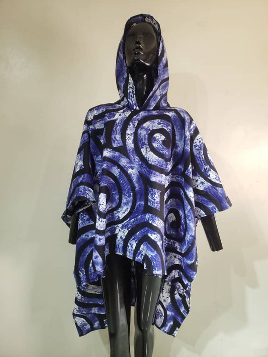Hooded Ankara Poncho